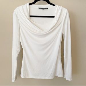 WHITE HOUSE BLACK MARKET cowl neck white blouse